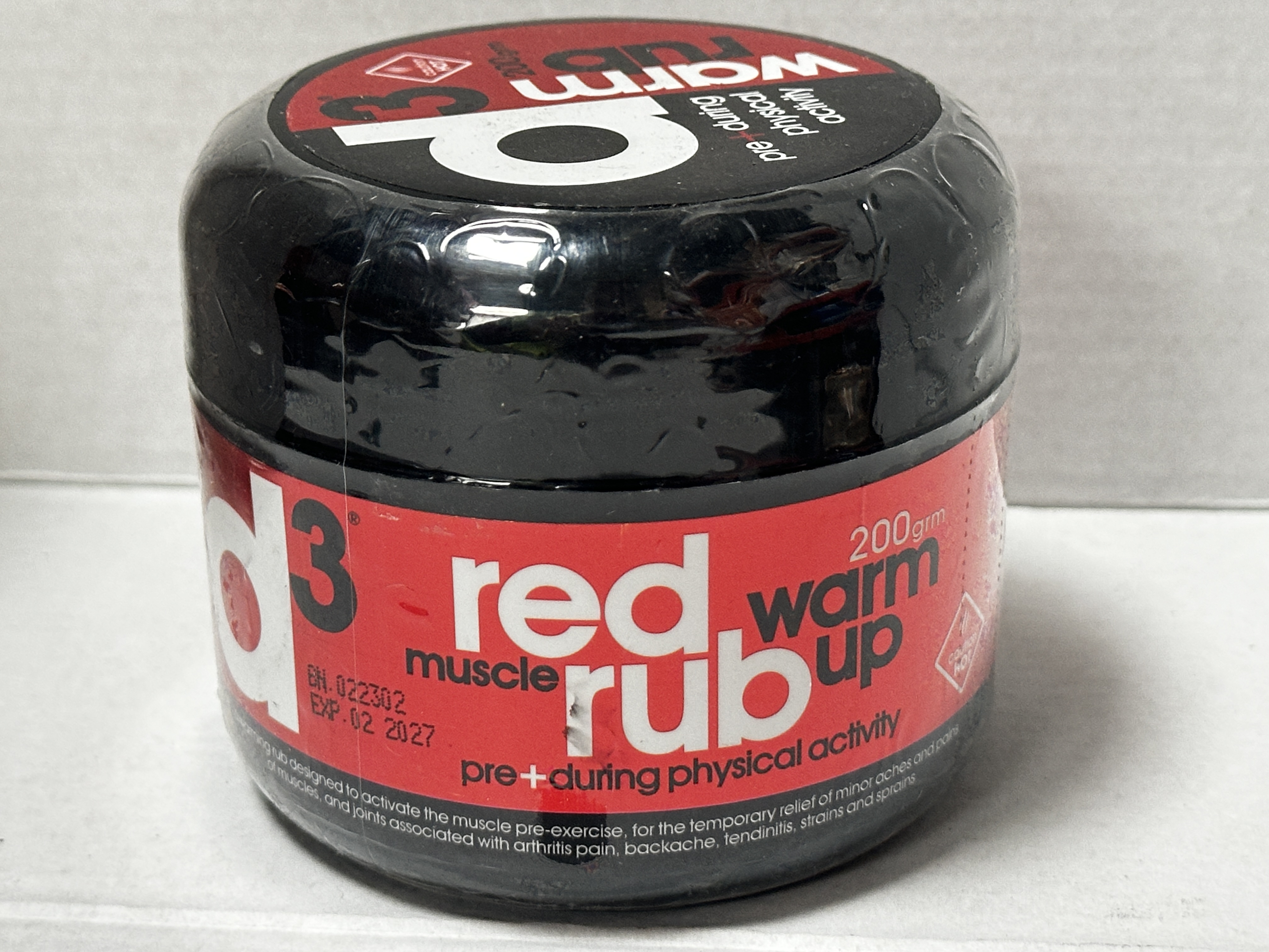 d3 Red Warm Up Muscle Rub 200g Pre & During Activity