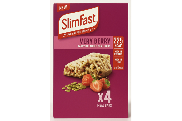 SlimFast Meal Bars Very Berry – 4 x 60g – High Protein, Low Calorie, 23 Vitamins