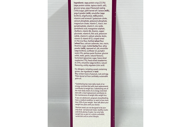SlimFast Meal Bars Very Berry – 4 x 60g – High Protein, Low Calorie, 23 Vitamins
