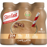 SlimFast Ready To Drink Shake, Cafe Latte Flavour, 325 ml (Pack of 6)