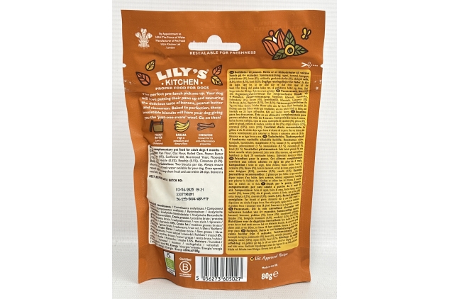 Lily’s Kitchen Breaktime Biscuits Dog Treats with Peanut Butter & Banana – Natural Ingredients – 8 x 80g