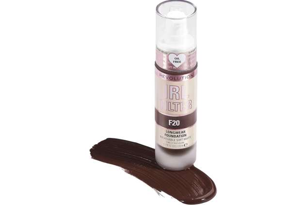Makeup Revolution IRL Filter Longwear Foundation Medium to Full Coverage Matte Finish 16 Hour Wear F20 Deep Skin Tones 23ml