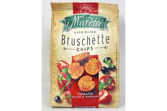 Maretti Bruschetta Chips Tomato & Olives & Oregano Flavour 150g | Oven-Baked Crispy Vegetarian Snack Bites (Pack Of 2)