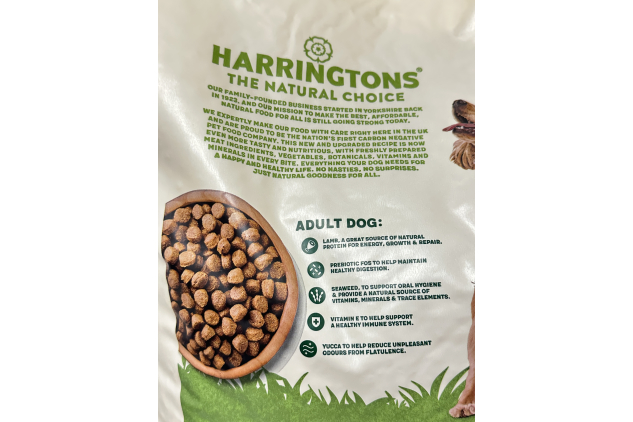 Harringtons Adult Dog Food 12kg – Lamb & Rice | Complete Natural Nutrition | DAMAGED BAG