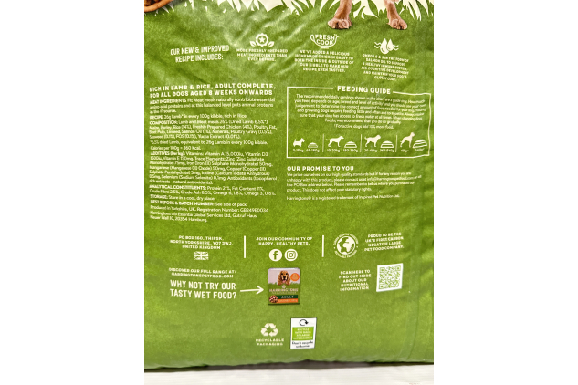 Harringtons Adult Dog Food 12kg – Lamb & Rice | Complete Natural Nutrition | DAMAGED BAG