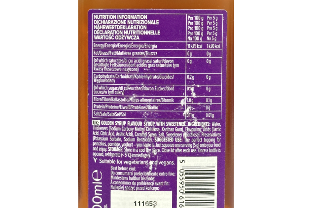 Bulk Zero Calorie Syrup – Golden Syrup Flavour | Sugar Free Topping | 400 ml
