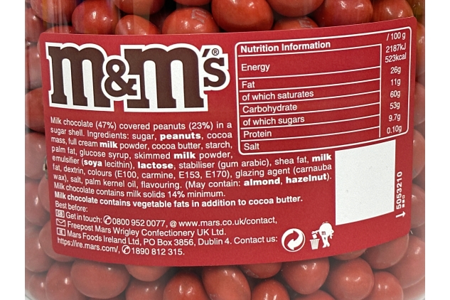 M&Ms Peanut Chocolate RED Colour Bulk Buy Sweets, 4kg Tub | Displays, Pick & Mix
