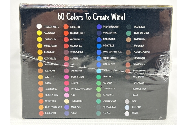 Acrylic Paint Set - 60 Paints for Canvas, Wood, Ceramic & Fabric – Non-Toxic, Vibrant Pigments for Beginners, Students and Professional Artists - Art Craft Supplies | Birthday Present Gift