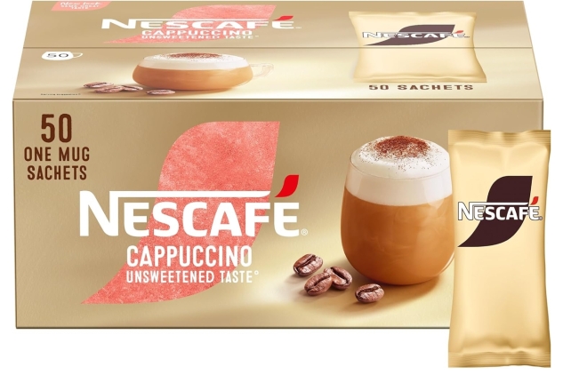 NESCAFE Cappuccino Unsweetened Taste Instant Coffee Sachets - 50 x 14.2g