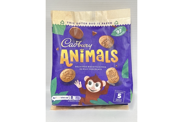 Cadbury Animals Mini Biscuits, 99.5g | Approx 5 Snack Packs