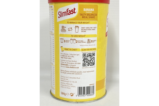 SlimFast Meal Replacement Shake for Weight Loss & Balanced Diet, Vitamins and Minerals, Low Calorie, High Protein, Banana Flavour, 16 servings, 584 g