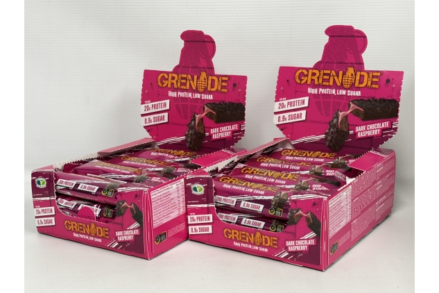Grenade Dark Chocolate Raspberry Protein Bars 24 x 60g High Protein Low Sugar