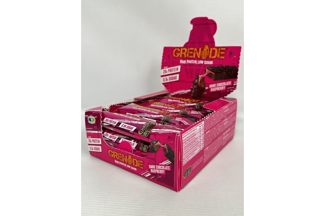 Grenade Dark Chocolate Raspberry Protein Bars 12 x 60g High Protein Low Sugar
