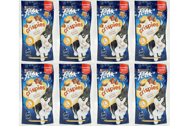 Felix Crispies Cat Treats Beef & Chicken Flavour | 8 × 45g Packs