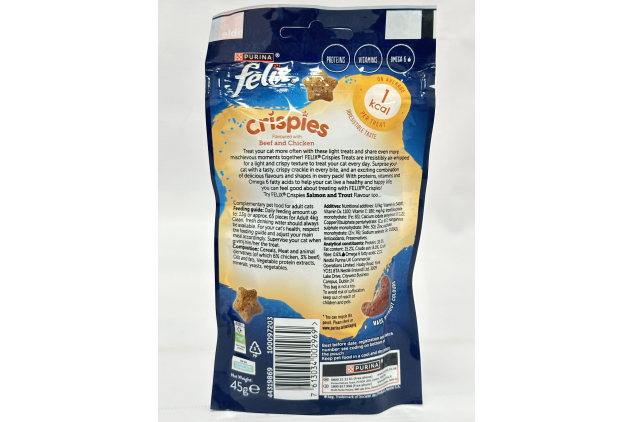 Felix Crispies Cat Treats Beef & Chicken Flavour | 8 × 45g Packs
