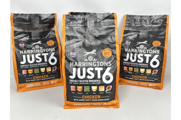 Harringtons JUST 6 Ingredients Dry Adult Dog Food CHICKEN & VEGETABLES 4 X 2kg Bags