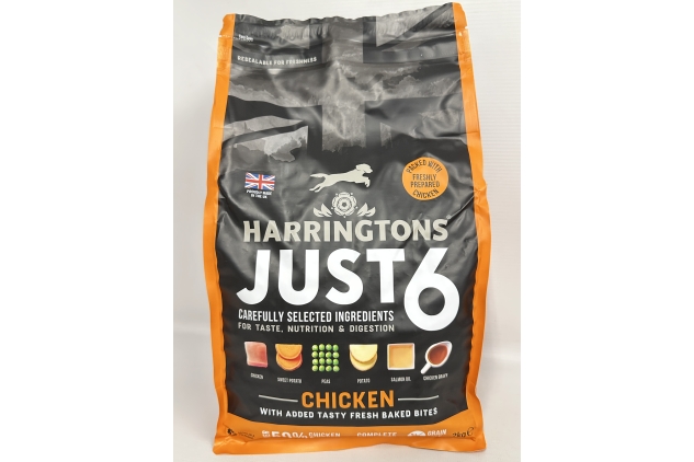 Harringtons JUST 6 Ingredients Dry Adult Dog Food CHICKEN & VEGETABLES 4 X 2kg Bags