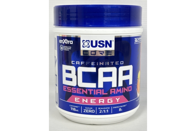 BCAA Power Punch Energy – Mango Orange Flavour | EAA & BCAA Blend with Caffeine | Intra-Workout Supplement | 400g (36 Servings) USN
