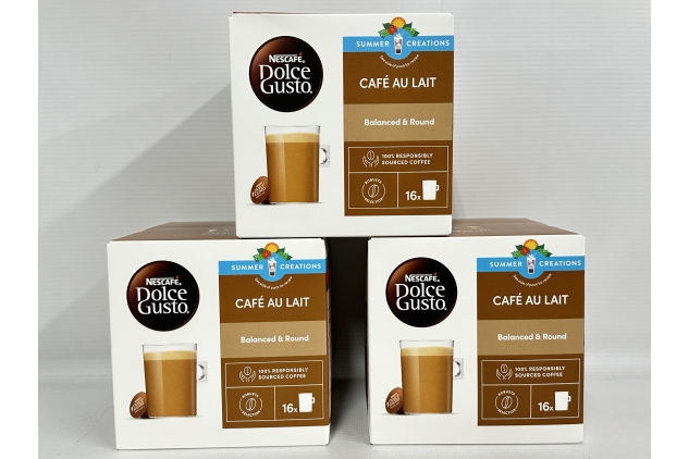 Nescafe Dolce Gusto Cafe Au Lait Coffee Pods – 48 Capsules (Pack of 3, 16 Pods Each)