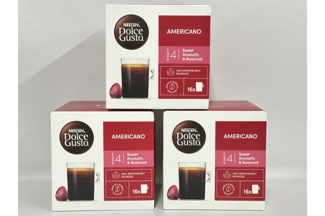 Nescafé Dolce Gusto Americano Coffee Pods – 48 Capsules (3 × 16 Packs) – Smooth & Rich Medium Roast – Compatible with Dolce Gusto Machines