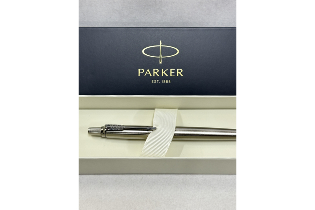 Parker Jotter Ballpoint Pen Stainless Steel with Chrome Trim, Medium Point Blue Ink Gift Box