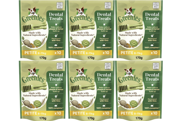 Greenies Original Adult Petite Dog Treats 10 x Dental Chews 170g (Pack of 6)