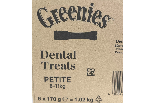 Greenies Dental Treats PETITE Small 8-11kg (6 Packs of 10) 60 Chews