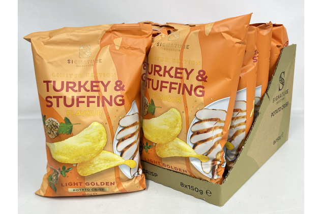 Turkey & Stuffing Flavour Crisps | 8 X 150g Sharing Bags | Signature Selection