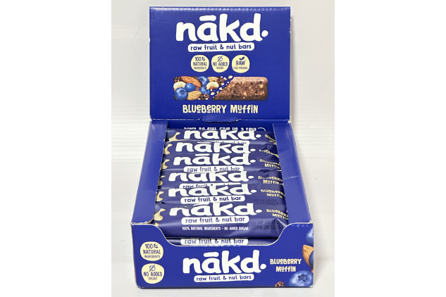 nākd Blueberry Muffin Raw Fruit & Nut Bars | Vegan Gluten Free Snack | 18 x 35g