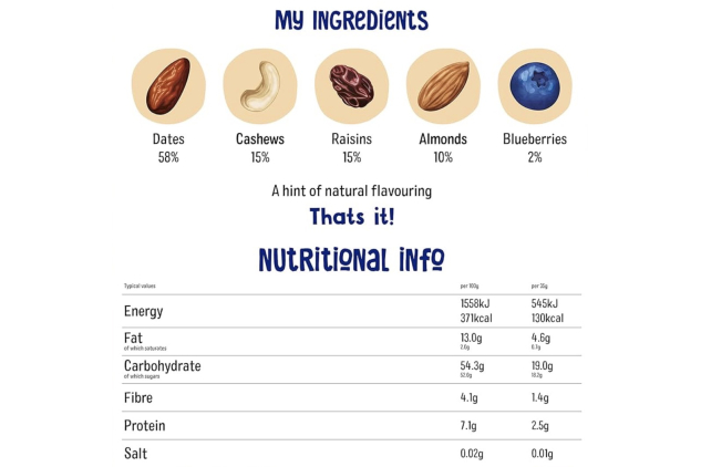nākd Blueberry Muffin Raw Fruit & Nut Bars | Vegan Gluten Free Snack | 18 x 35g