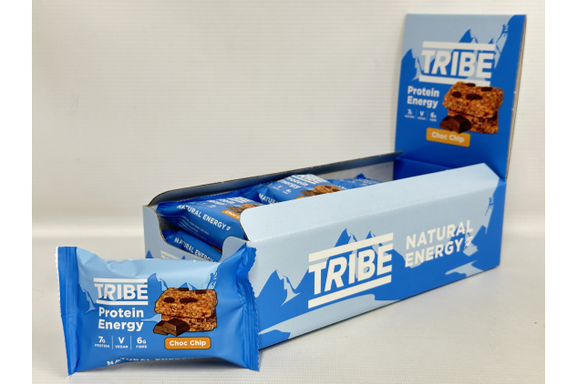 TRIBE Protein Energy Flapjack – Choc Chip – 12 x 50g | Vegan & Gluten-Free