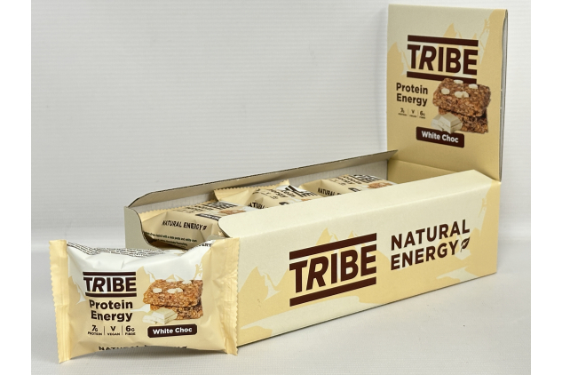 TRIBE Protein Energy Flapjack – White Choc Chip – 12 x 50g | Vegan & Gluten-Free