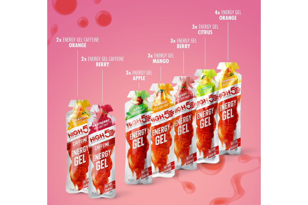 Energy Gels – Fast-Acting Sports Gel for Peak Performance | 23g Carbs | Mixed Flavours (Caffeinated & Non-Caffeinated) | 20 x 40g Pack | HIGH5