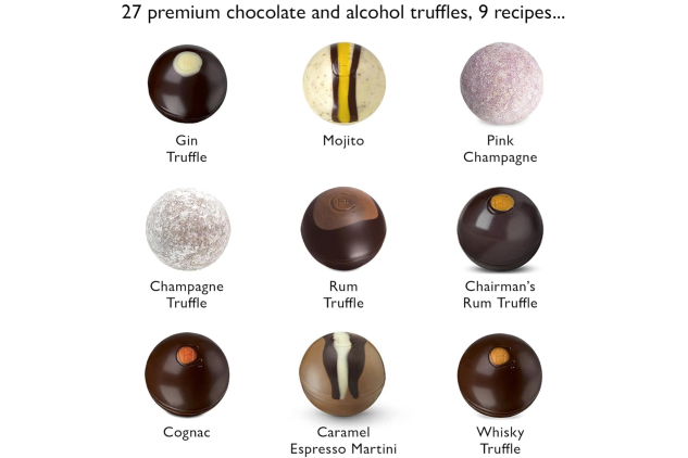 Luxury Liqueur Truffles Chocolate Box 295g – 27-Piece Selection (Milk, Dark & White) – Vegetarian-Friendly | RRP£30