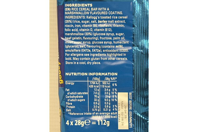 Kellogg’s Rice Krispies Squares Marshmallow Bars – 4-Pack (28g Each)