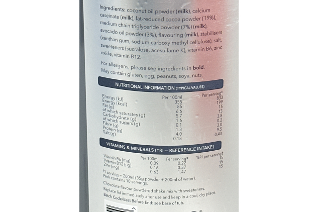 SlimFast Advanced Keto Fuel Shake | Rich Chocolate Flavour | 10 Servings | 350g