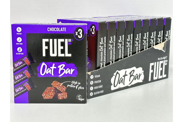 FUEL10K Chocolate Oat Bars – High Protein & Fibre Snack, 45g (30-Pack)