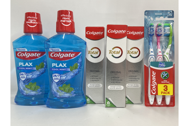Colgate Total Oral Care Bundle – Toothpaste, Mouthwash & Toothbrush Set for Cavity Protection & Whitening