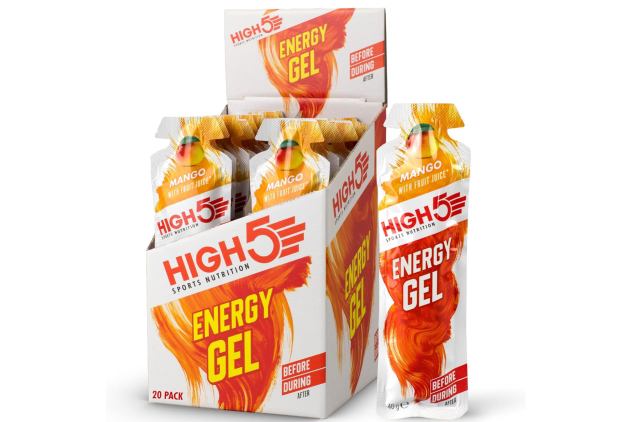 HIGH5 Energy Gels – Fast-Acting Sports Fuel for Running & Cycling – Natural Fruit Juice, Caffeine-Free (MANGO, 20 x 40g)