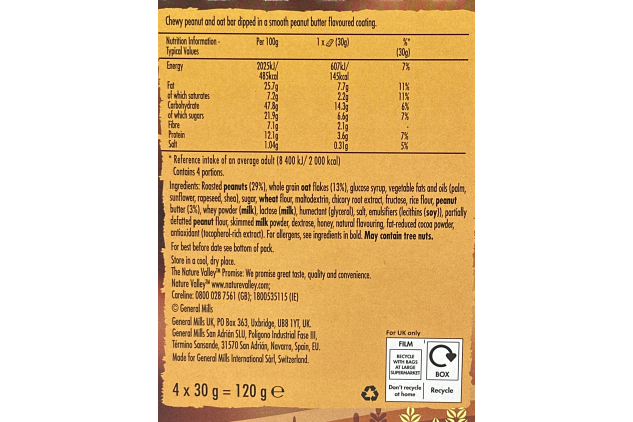 Nature Valley Sweet & Salty Nut Cereal Bars – Roasted Peanuts, 4 x 30g (Pack of 8, 32 Bars)