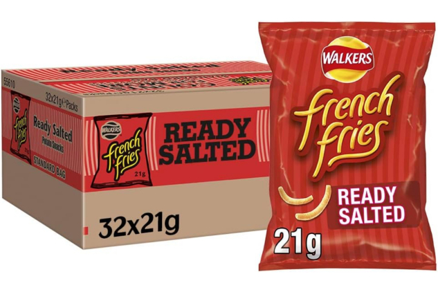 Walkers French Fries Ready Salted Crispy Potato Snacks | 21g x 32 Pack