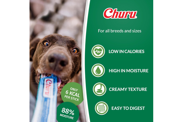 INABA Churu Sticks Chicken Flavour Dog Treats - 12 Packs (4 Per Pack) | Soft, Creamy, Grain-Free, Healthy Snack & Training Treat for Dogs