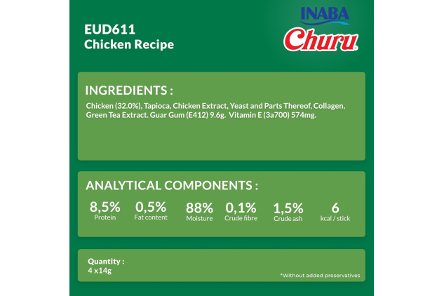 INABA Churu Sticks Chicken Flavour Dog Treats - 12 Packs (4 Per Pack) | Soft, Creamy, Grain-Free, Healthy Snack & Training Treat for Dogs
