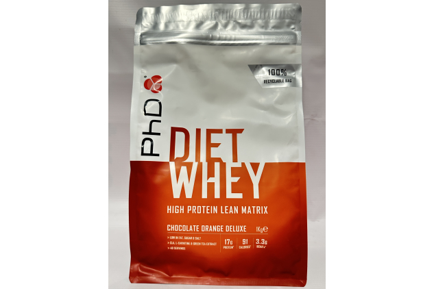 Diet Whey Protein Powder – Chocolate Orange | High-Protein Lean Matrix | 16g Protein Per Serving | 40 Servings | 1kg | PhD Nutrition
