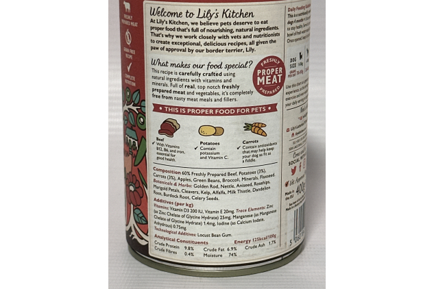 Lily’s Kitchen Cottage Pie Wet Dog Food – Natural Complete Meal with Fresh Beef & Vegetables – 6 x 400g Tins