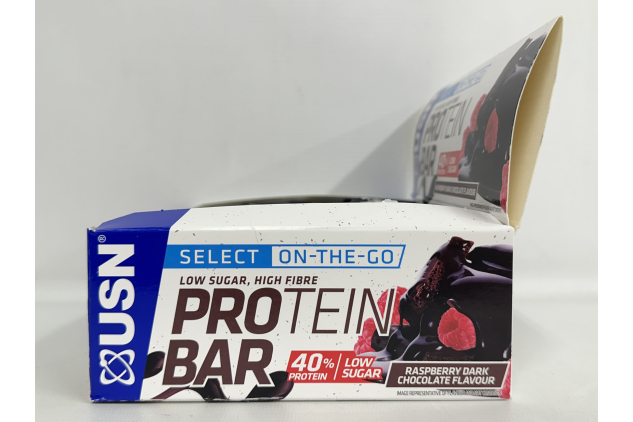 Low Sugar, High Fibre Protein Bars | Raspberry Dark Chocolate Flavour | 24 X 40g | USN