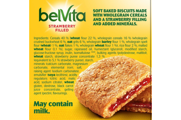 Belvita Breakfast Biscuits Soft Bakes Filled With Strawberry, Delicious Strawberry Filled Biscuits, 5 x 50 g Biscuits (Pack of 1)