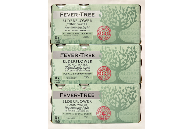 Fever-Tree Refreshingly Light Elderflower Tonic Water – 24 x 150ml Cans (3 Packs of 8)
