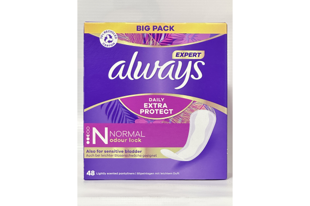 Always Expert Daily Pantyliners, Normal, Light Scent, Odour Lock, 240 Count (48 x 5 Packs)