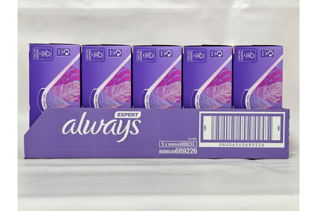 Always Expert Daily Pantyliners, Normal, Light Scent, Odour Lock, 240 Count (48 x 5 Packs)